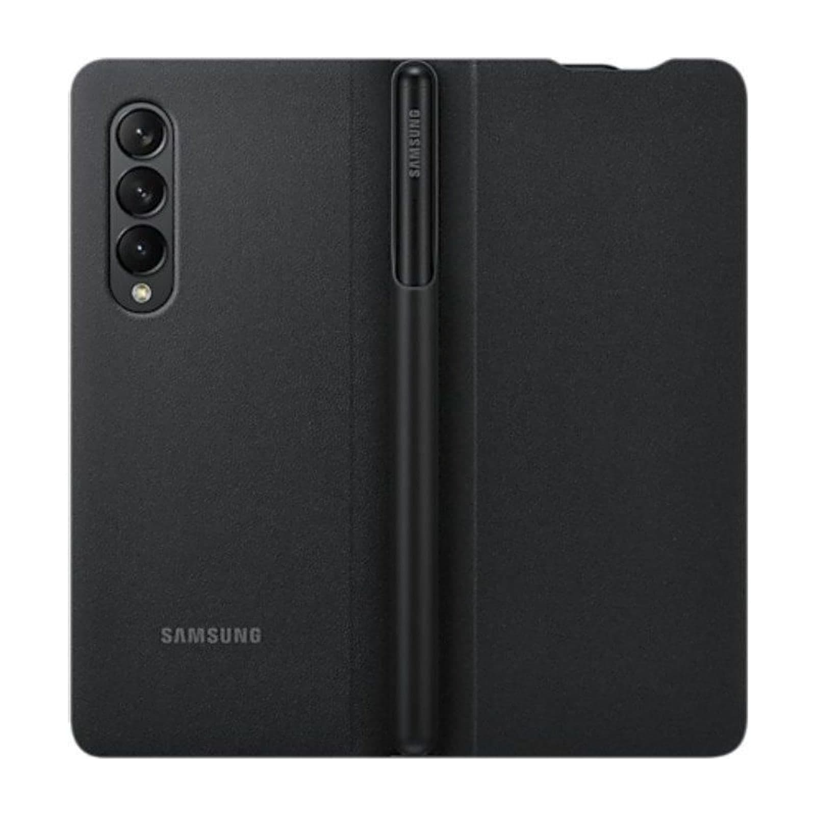 Samsung Leather Flip Cover with S Pen for Galaxy Z Fold3, Black