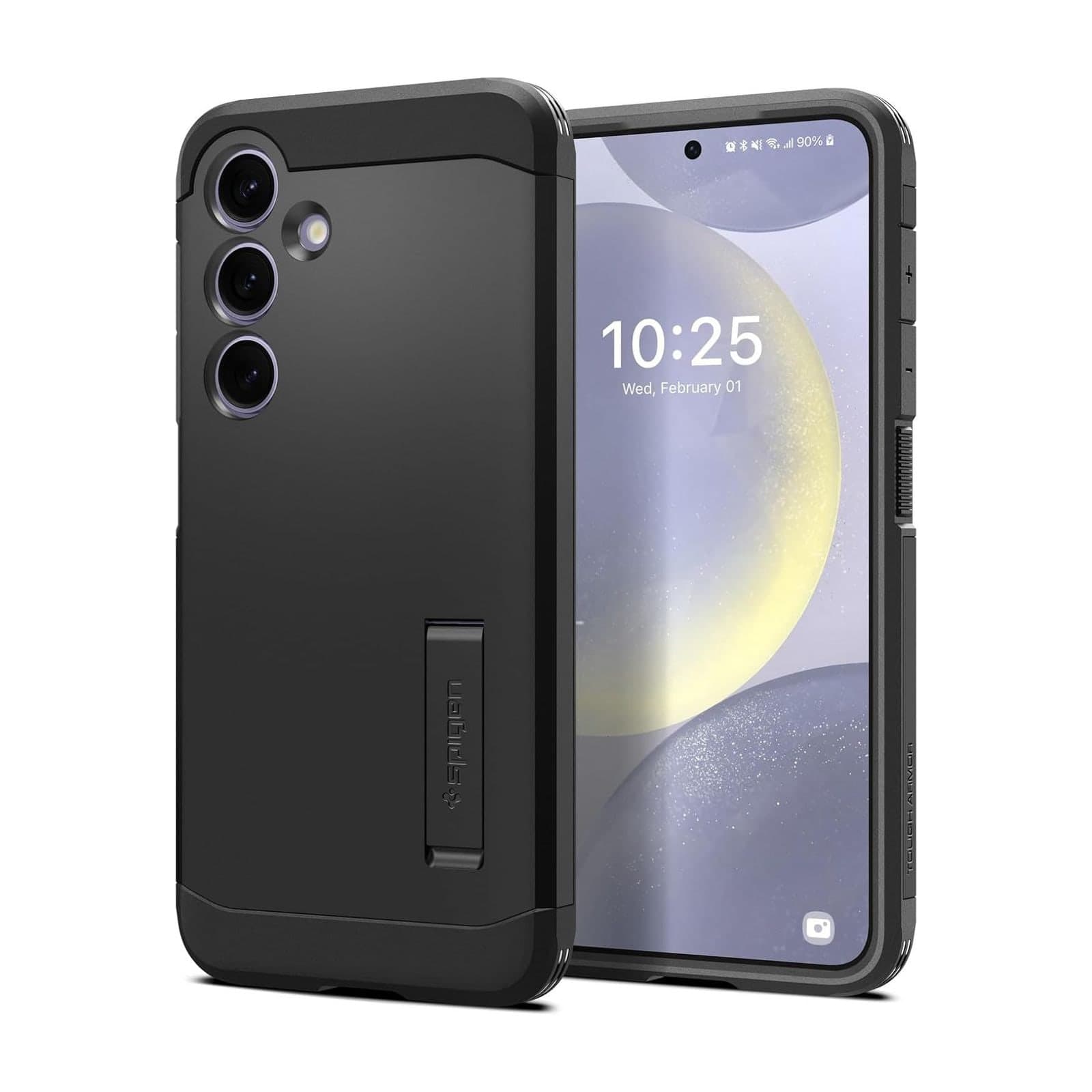 Spigen Tough Armor case on a Galaxy S24, black