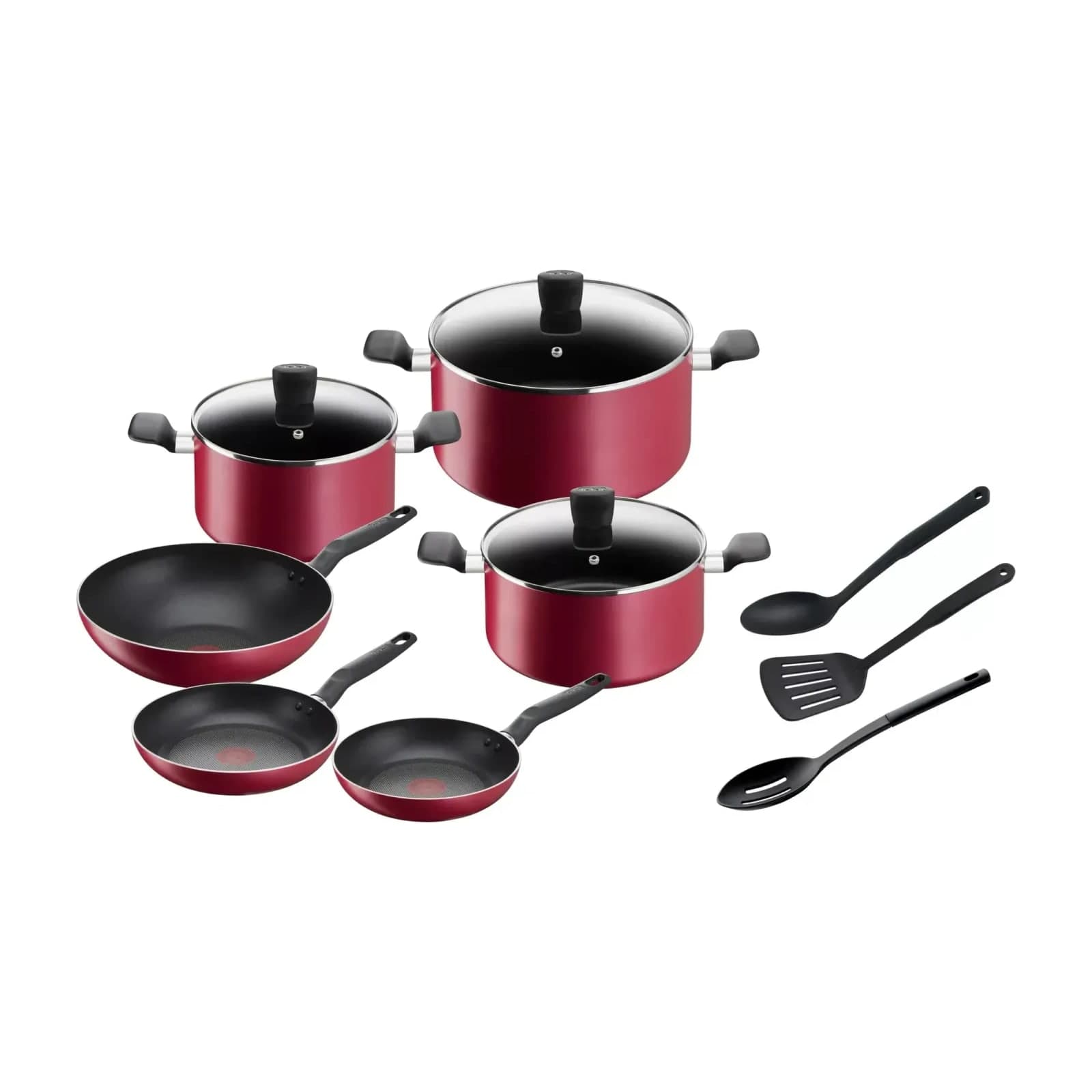 Tefal Super Cook B460SC84 12-Piece Cookware Set, Red