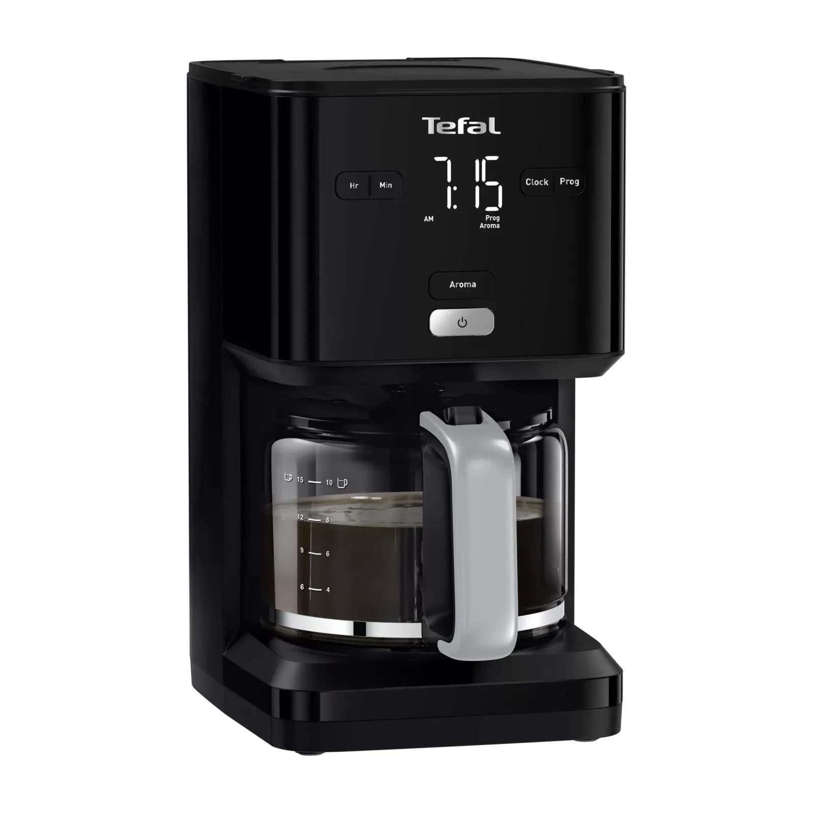 Tefal Smart'n Light CM600840 filter coffee maker, 1.25 L, black with a digital timer display