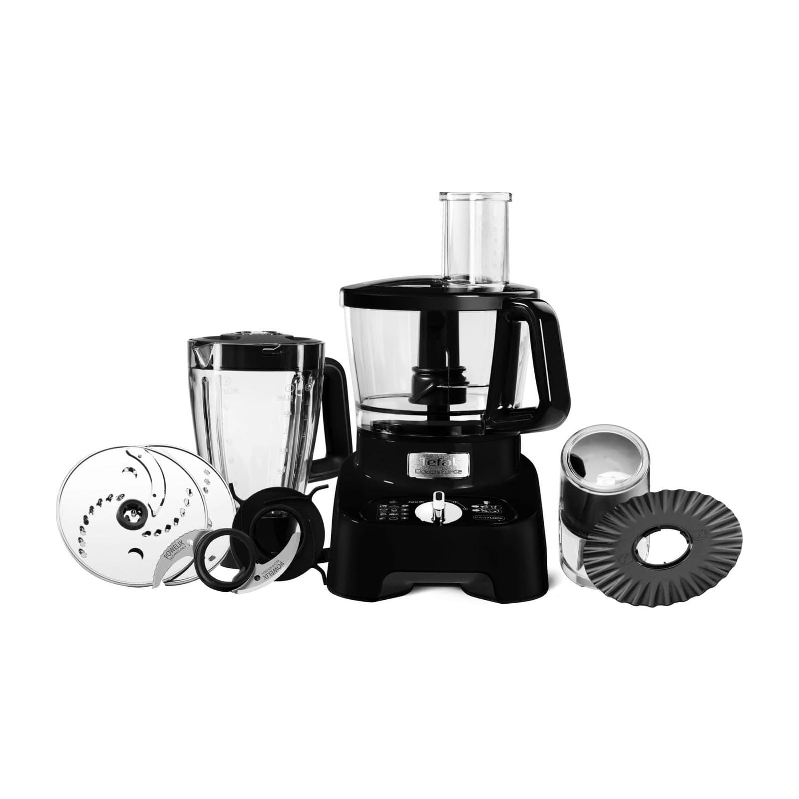 Tefal DoubleForce DO821840 food processor, 3 L, black, with its blender jug, discs and grinder