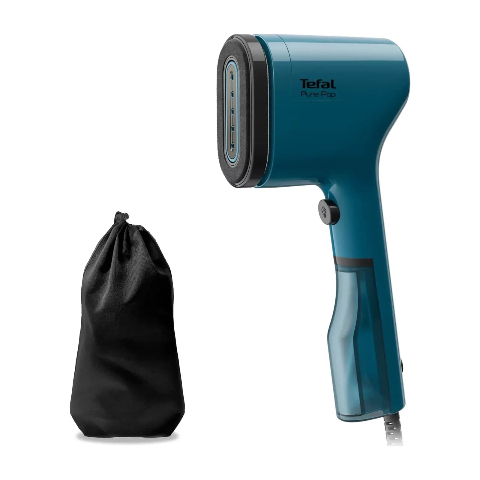 Tefal Pure Pop DT2020G0 handheld garment steamer, blue, with its travel pouch