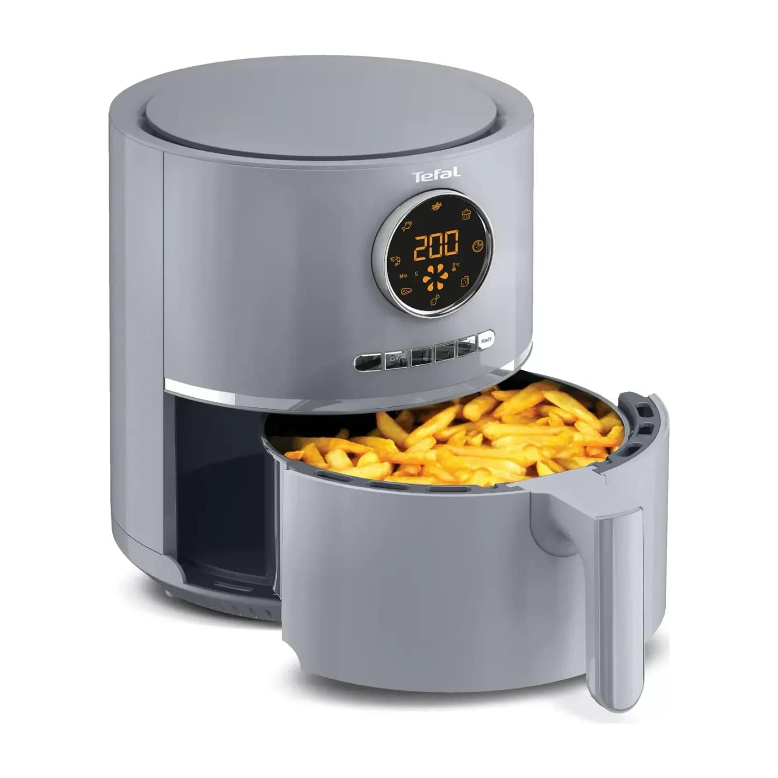 Tefal Air Fry Ultra EY111B40 air fryer, 4.2 L, charcoal grey, with the basket drawn out