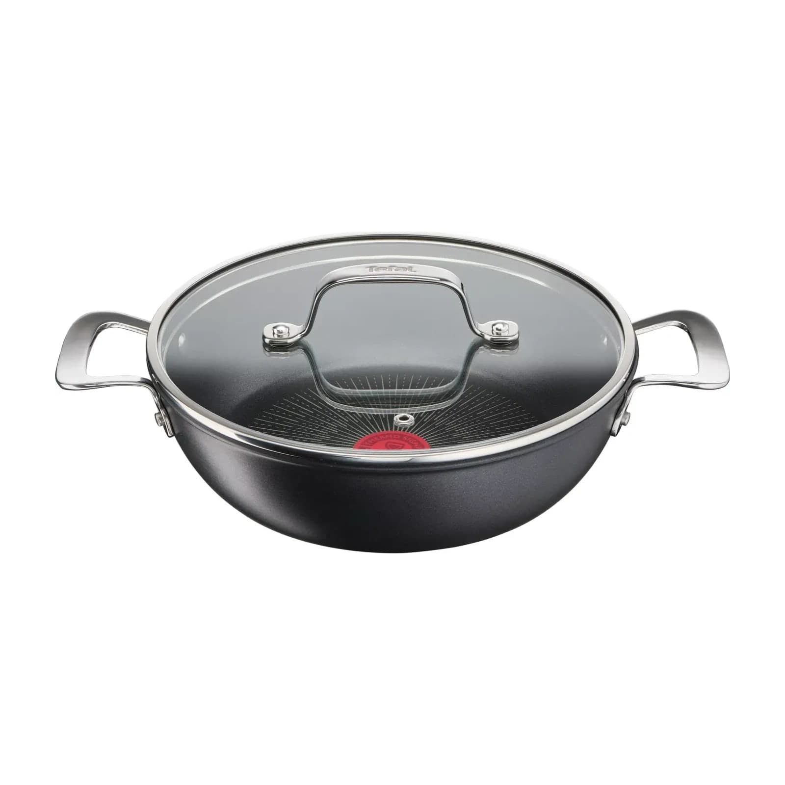 Tefal G6 Unlimited G2557102 shallow pot with glass lid, 26 cm, black with two handles
