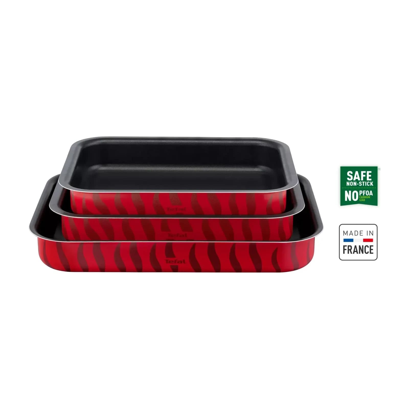 Tefal Tempo Flame J5715582 Set of 3 Oven Dishes, 31x24, 37x27 and 41x29 cm