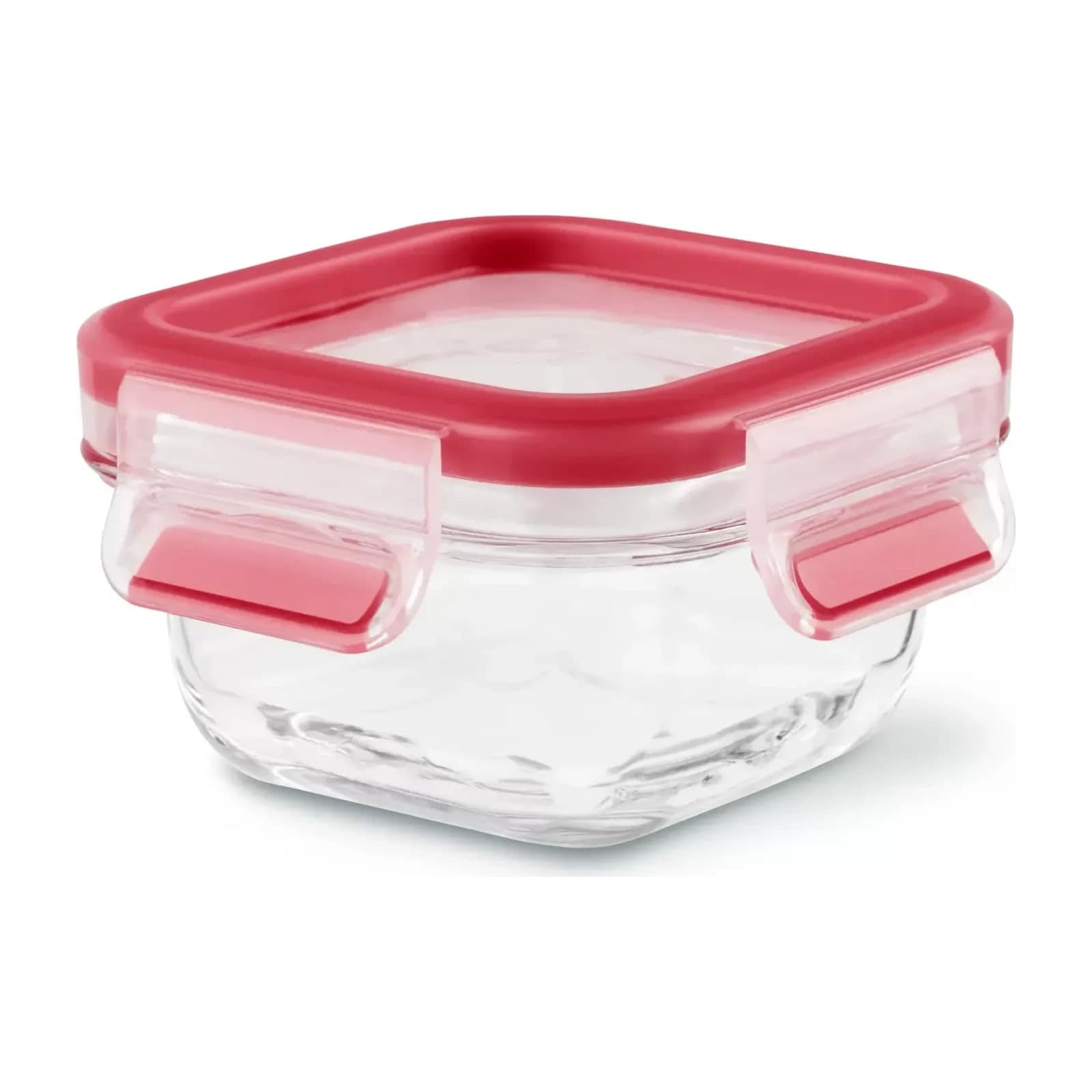 Tefal Masterseal Glass K3010412 food storage container, 1.3 L, clear glass with a red clip lid