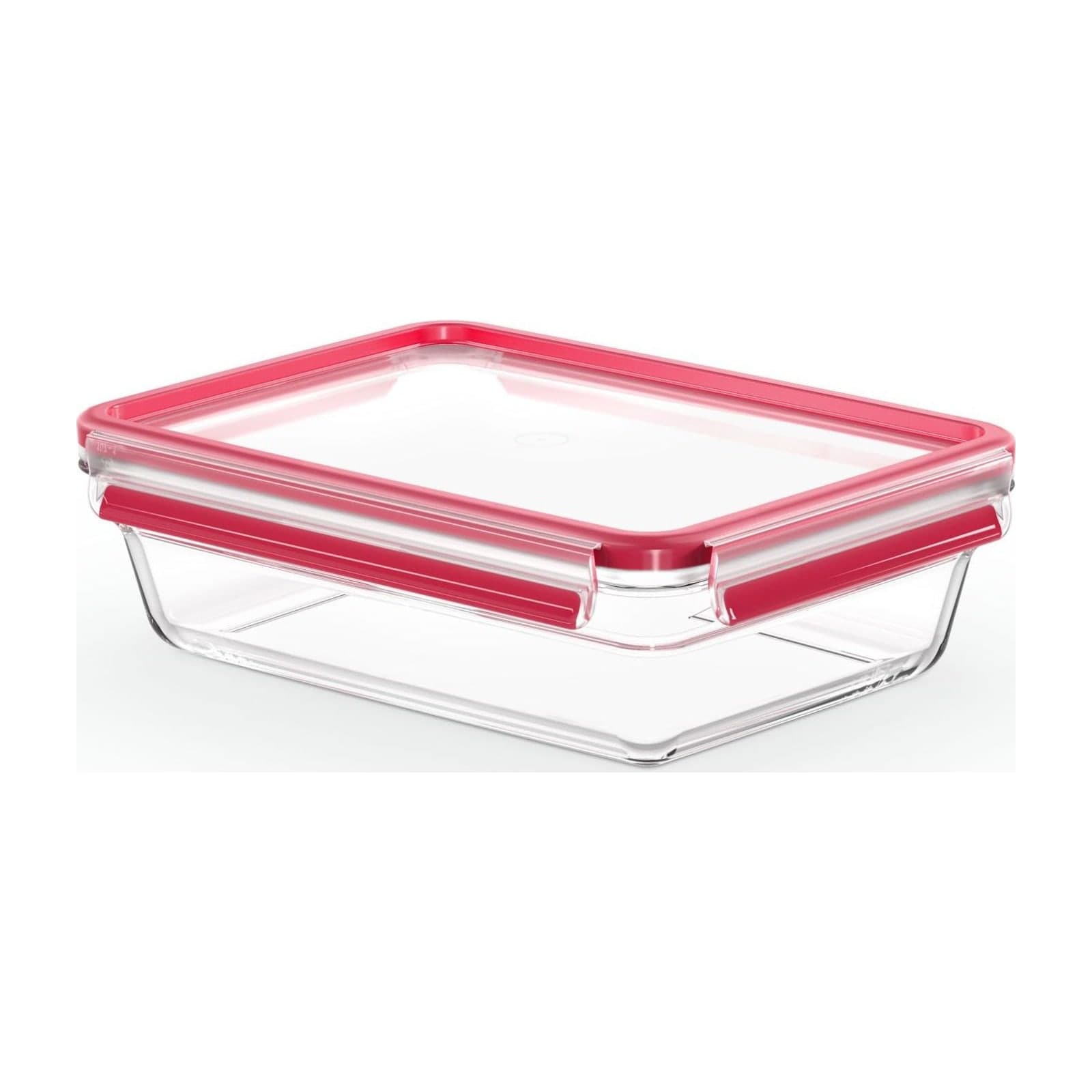 Tefal Masterseal Glass K3010512 food storage container, 2.0 L, clear glass with a red clip lid