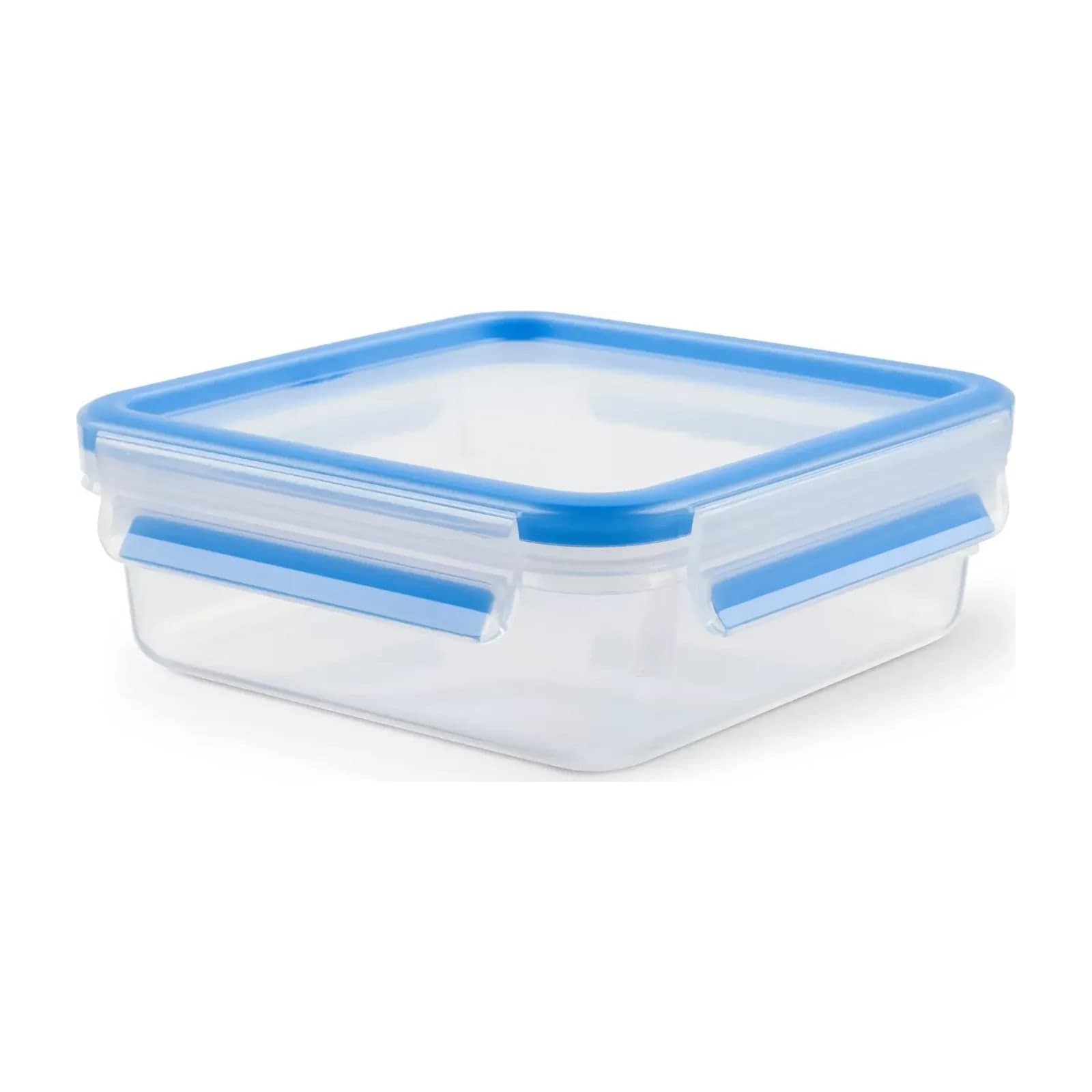 Tefal Masterseal K3022112 square food storage container, 0.85 L, clear with blue clips