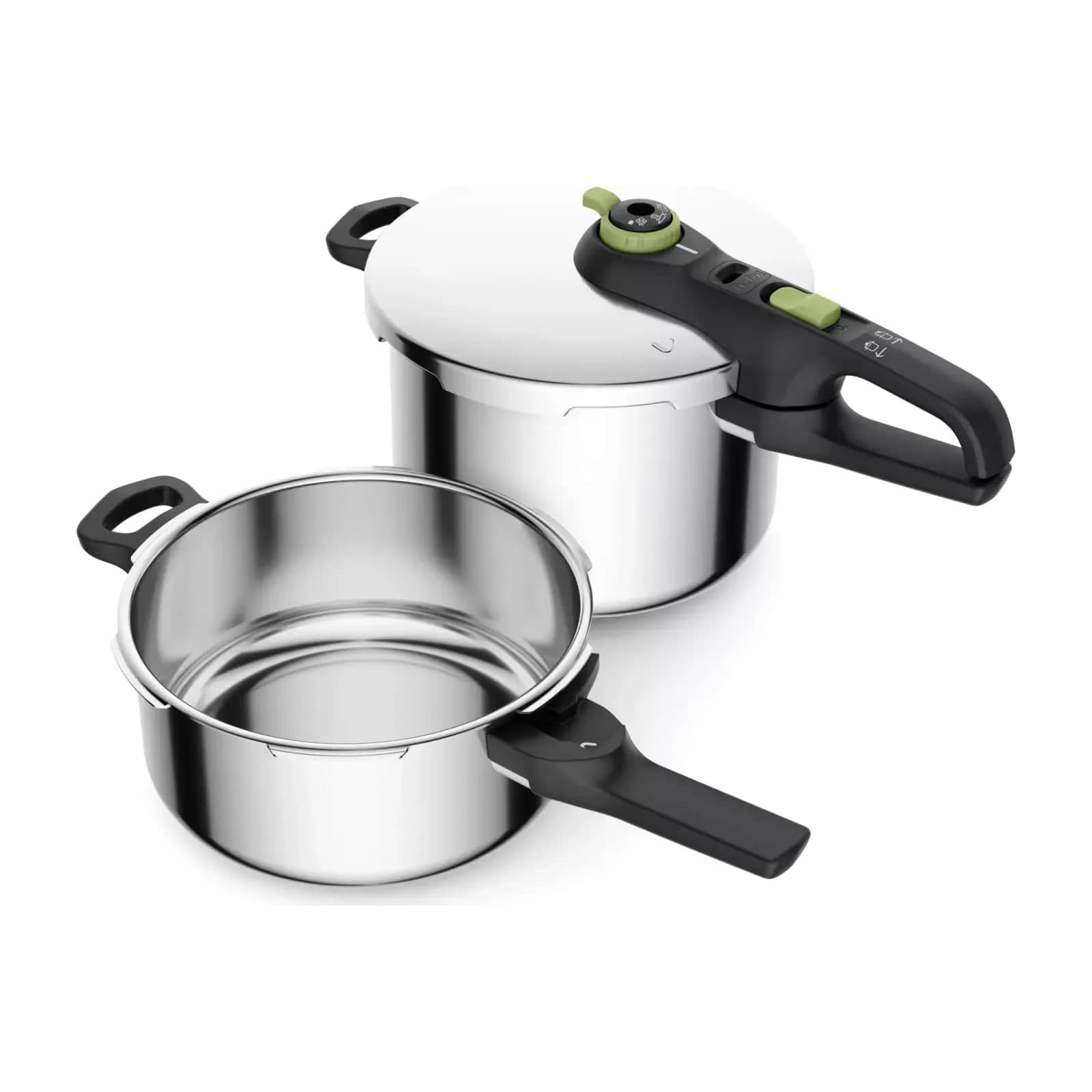 Tefal Secure Trendy P2584300 Stovetop Pressure Cooker Set, 4 L and 6 L