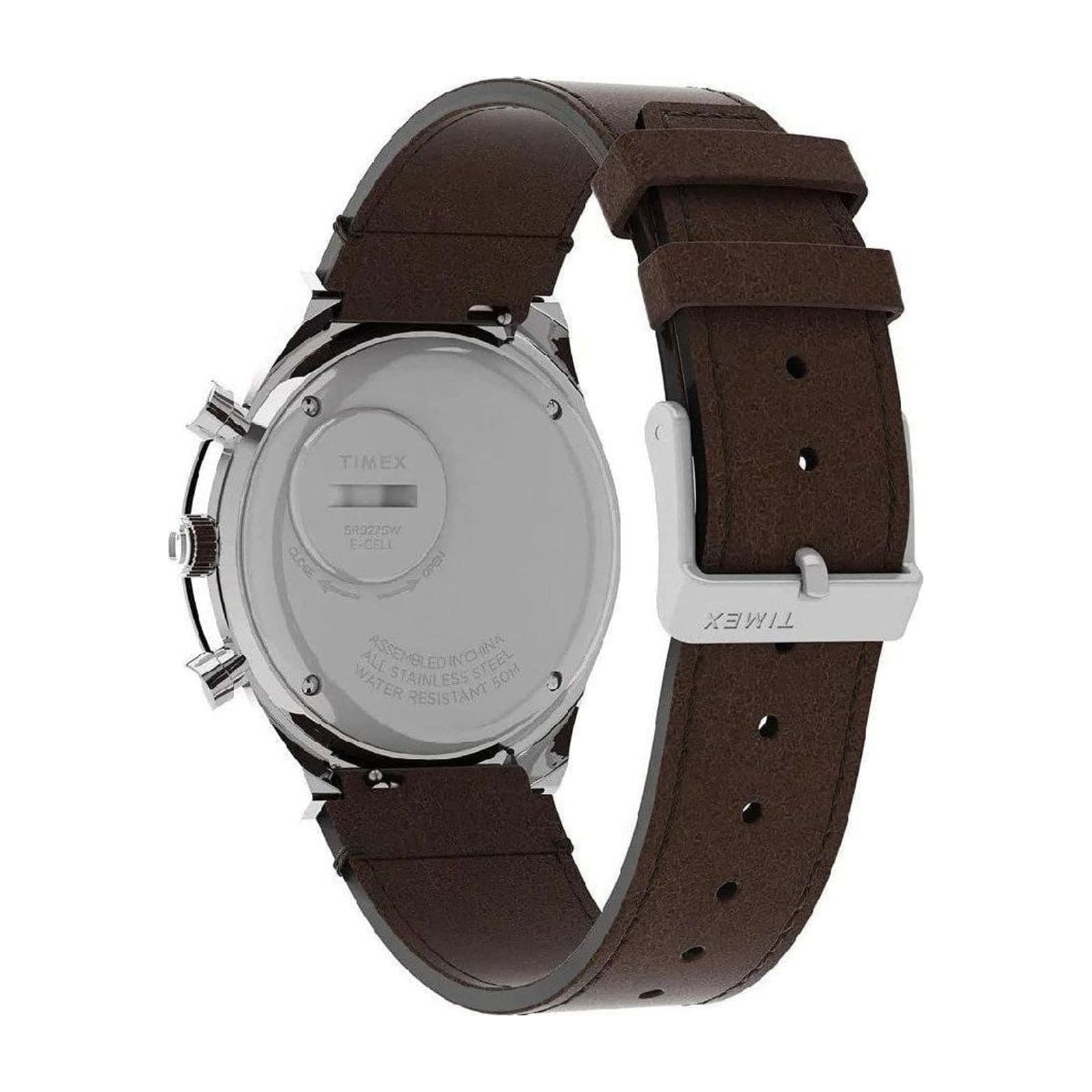 Timex Q Diver TW2V42800 Men's Chronograph, 40 mm, Brown Leather Strap — alternate view