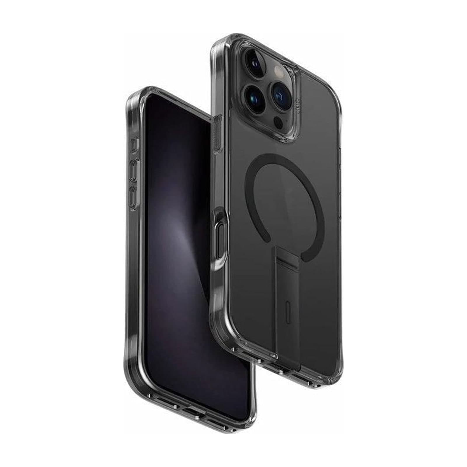 Uniq Hybrid Eleva MagSafe Stand Case for iPhone 16 Pro Max, Black