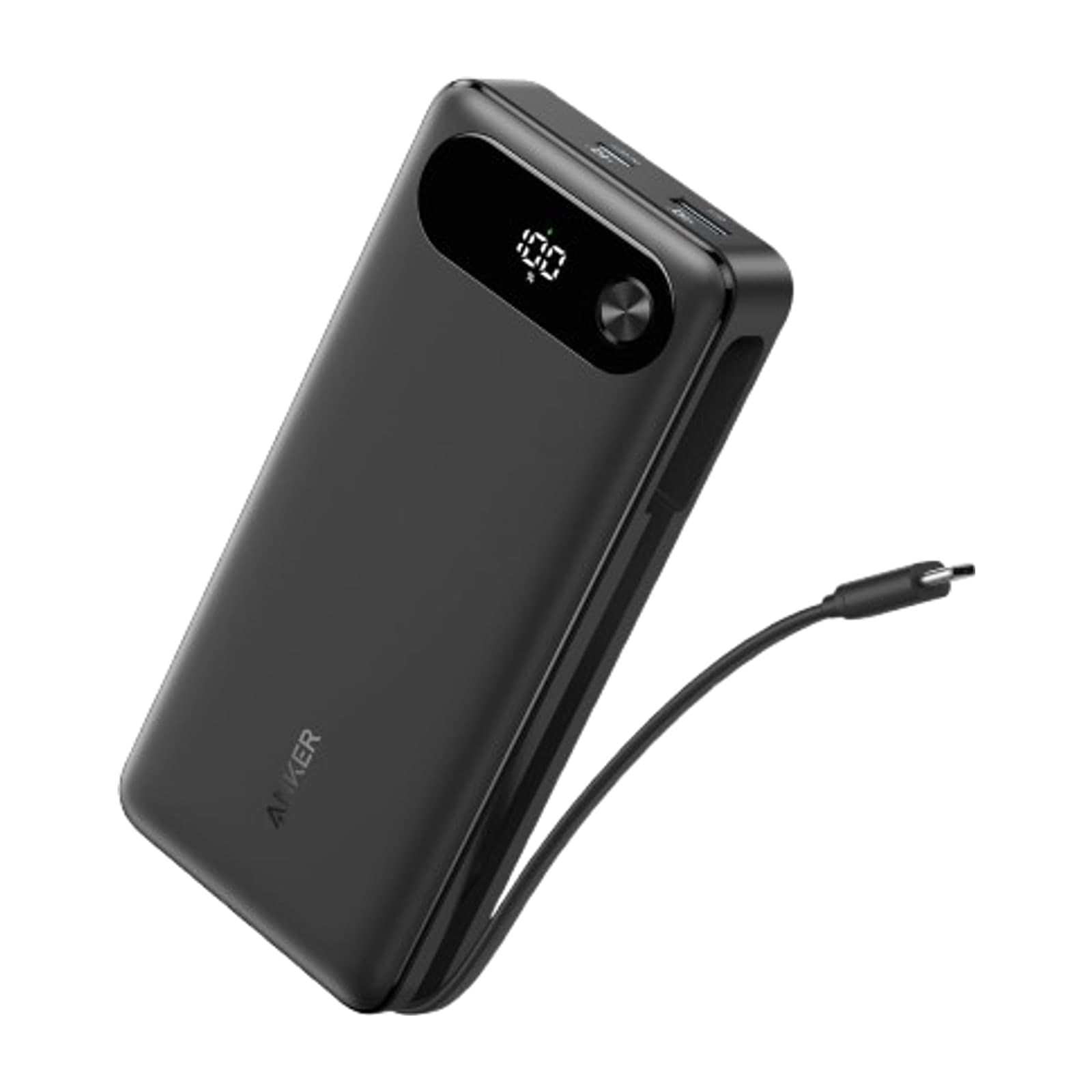Anker A1383 Power Bank 20,000 mAh, black, with built-in USB-C cable