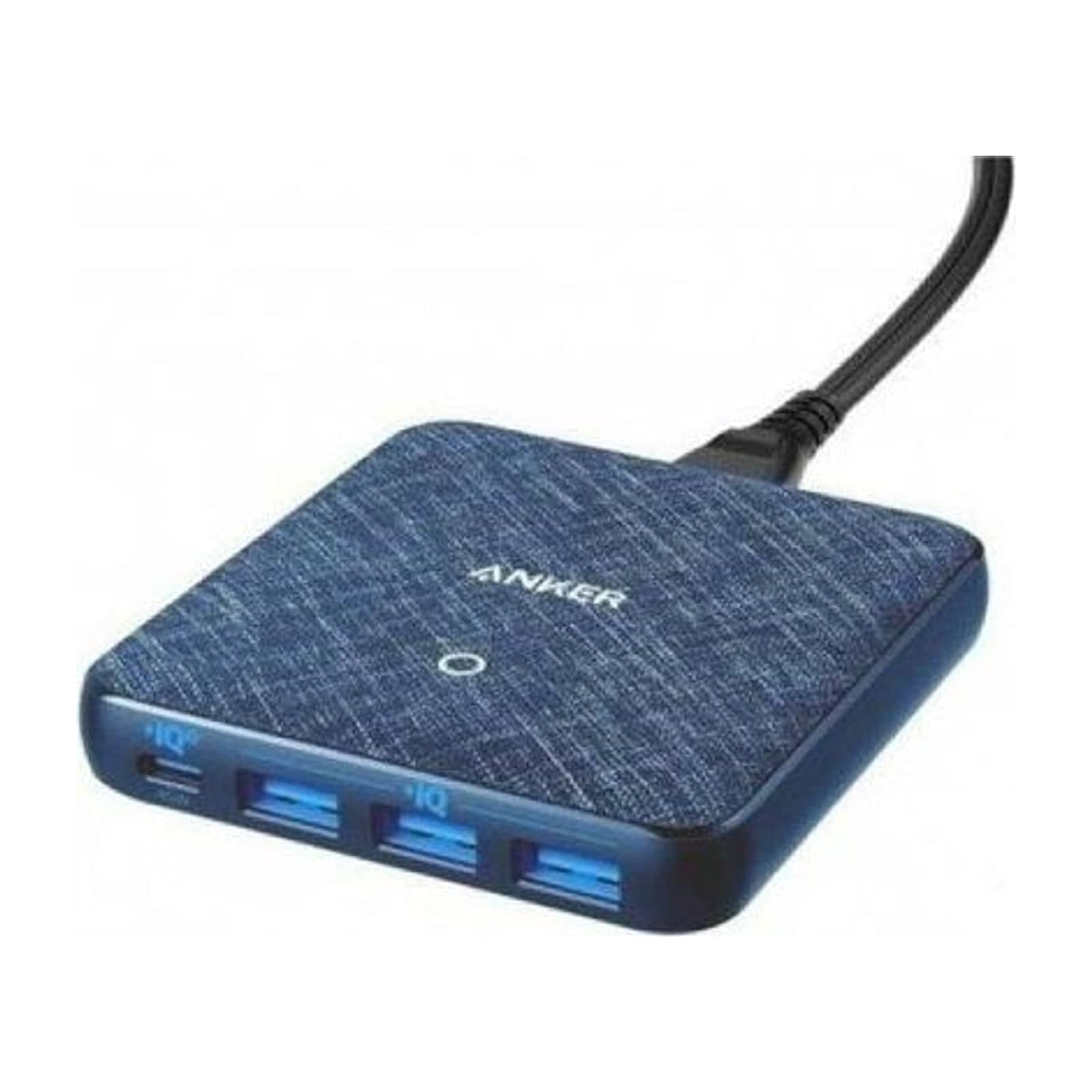 Anker PowerPort Atom III Slim 4-Port Charger, 65 W, Blue Fabric