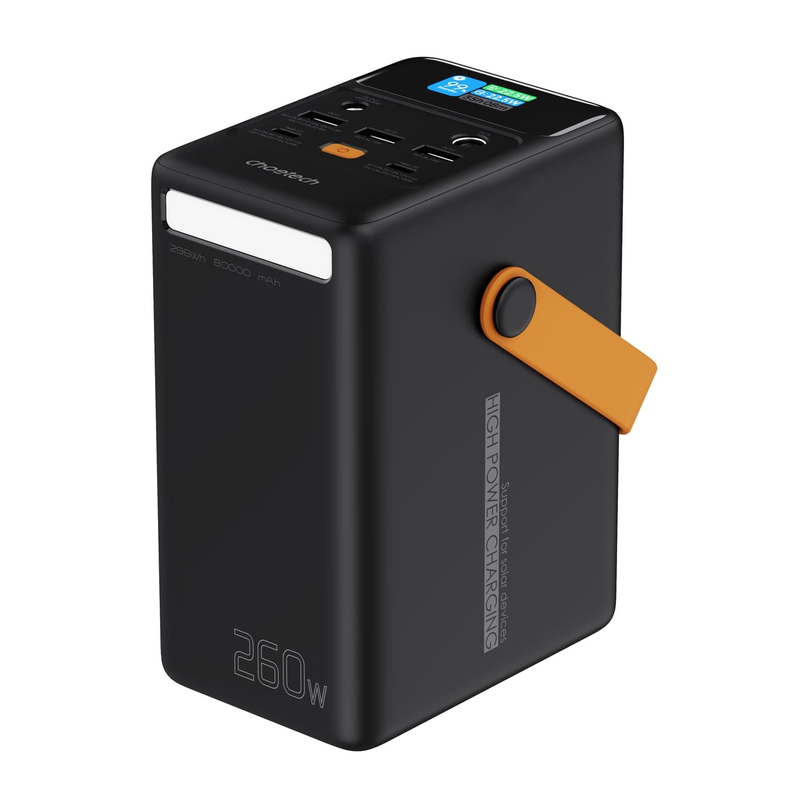 Choetech PowerLeap B665 High-Capacity Power Bank, 80000 mAh, 100 W, Black
