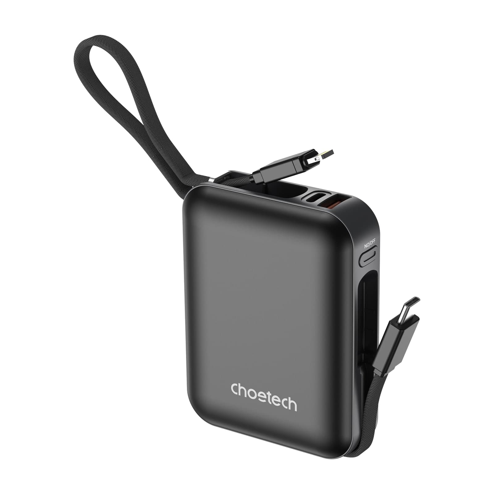 Choetech PowerLeap B837 Power Bank, 20000 mAh, 65 W, Two Built-in Cables, Black