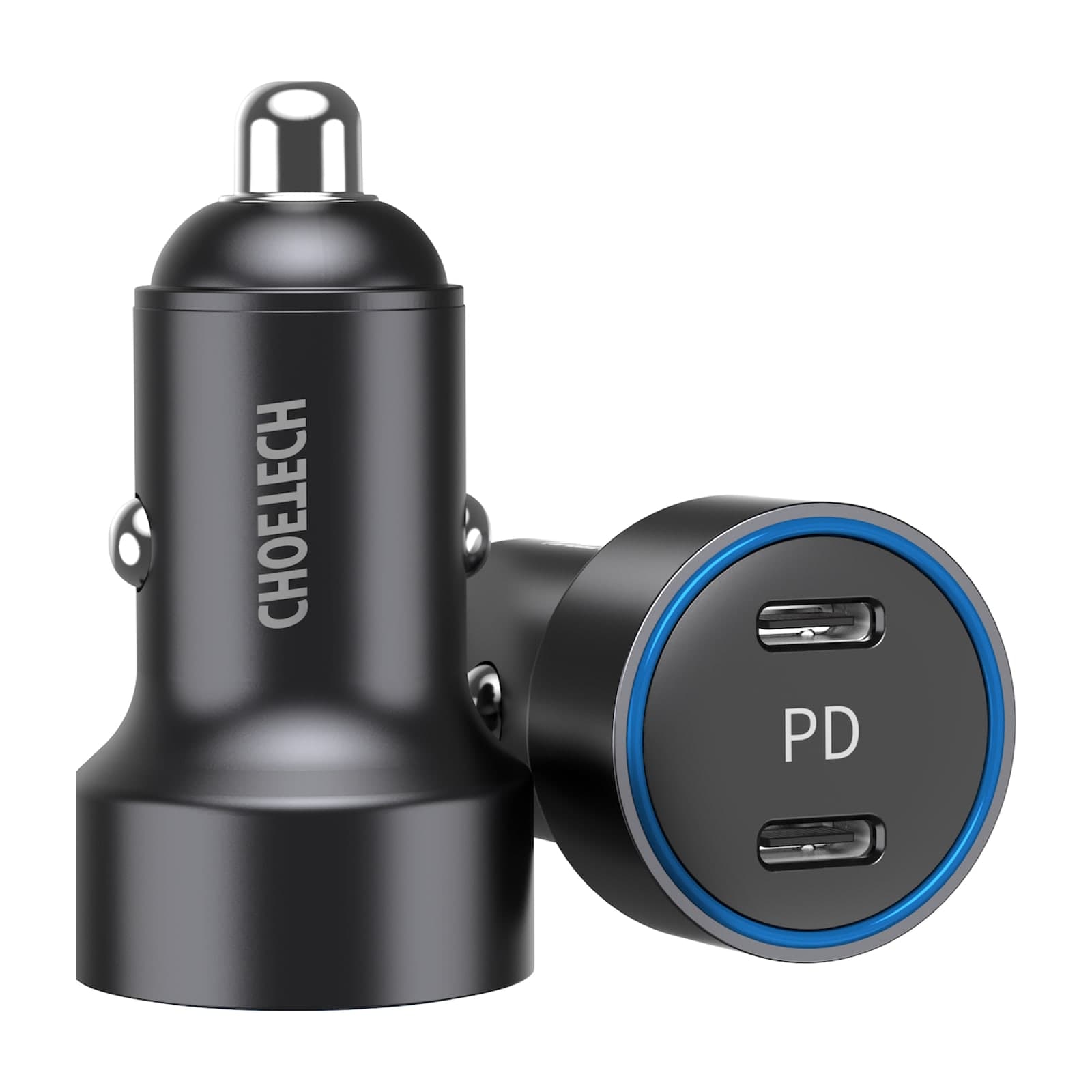 Choetech ZapUp C0054 36W Car Charger, Dual USB-C, Aluminium, Black