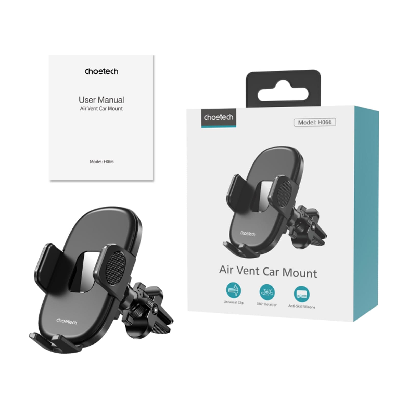 Choetech MagCore H042 Magnetic Car Air Vent Mount, Square, 360° Rotating, Black — alternate view