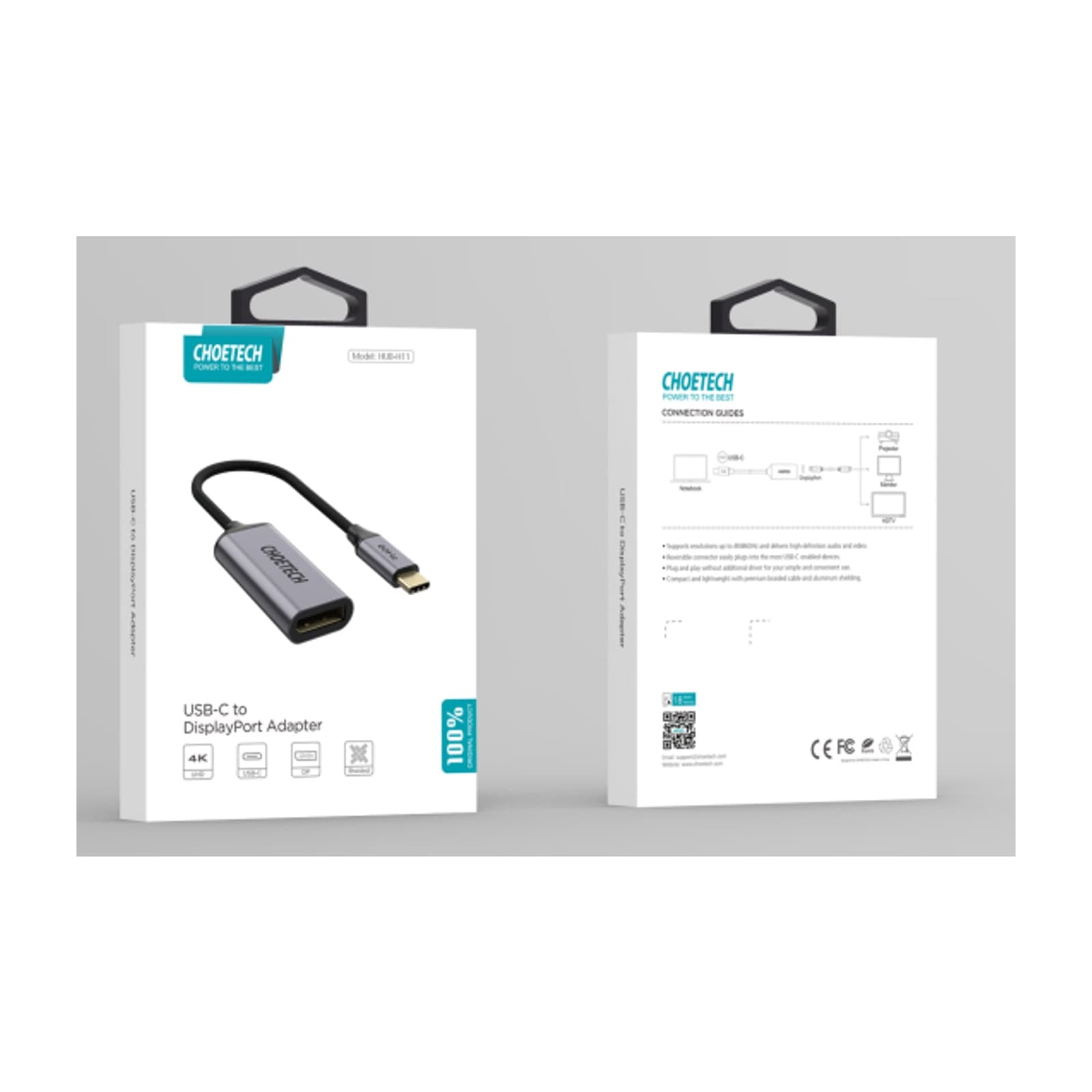 Кабель-переходник Choetech VisionLink HUB-H11 USB-C — DisplayPort, 4K 60 Гц, 0,2 м — alternate view