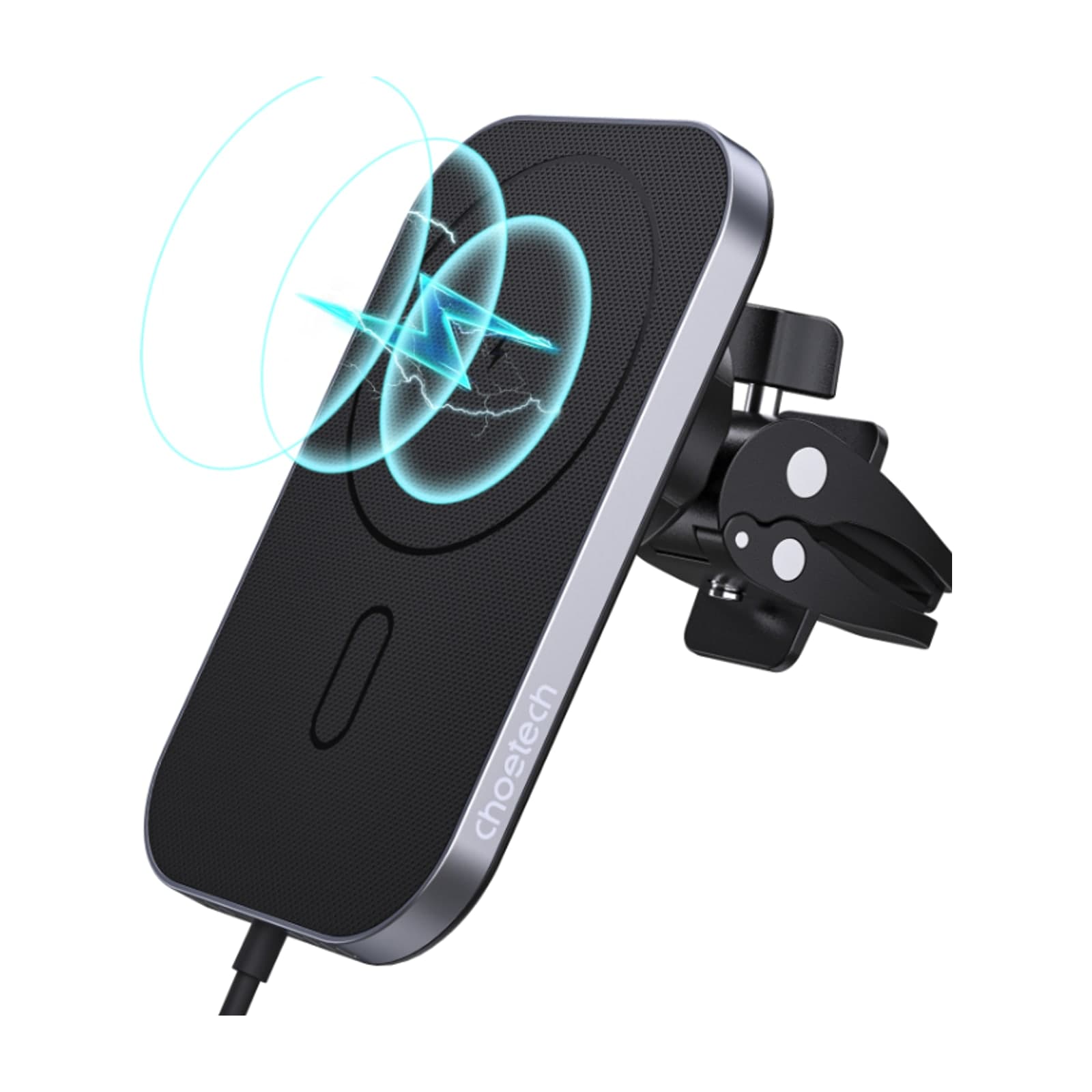 Choetech ZapUp T203-F Magnetic Car Charger with Auto-Clamping Holder, 15W, Black