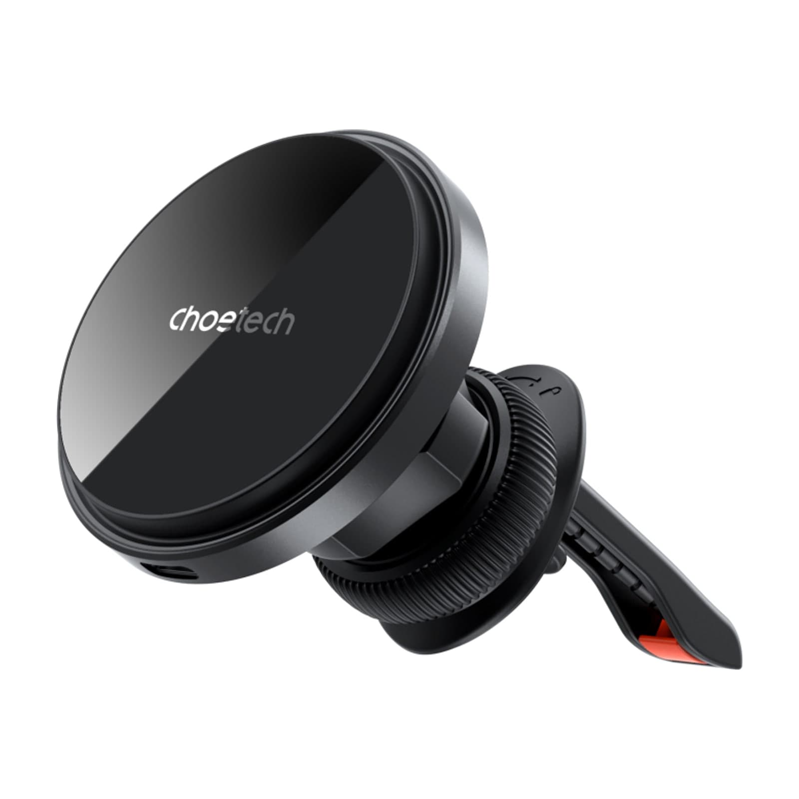 Choetech ZapUp T204-F Magnetic Wireless Car Charger with Holder, Aluminium and Glass, 15W, Black