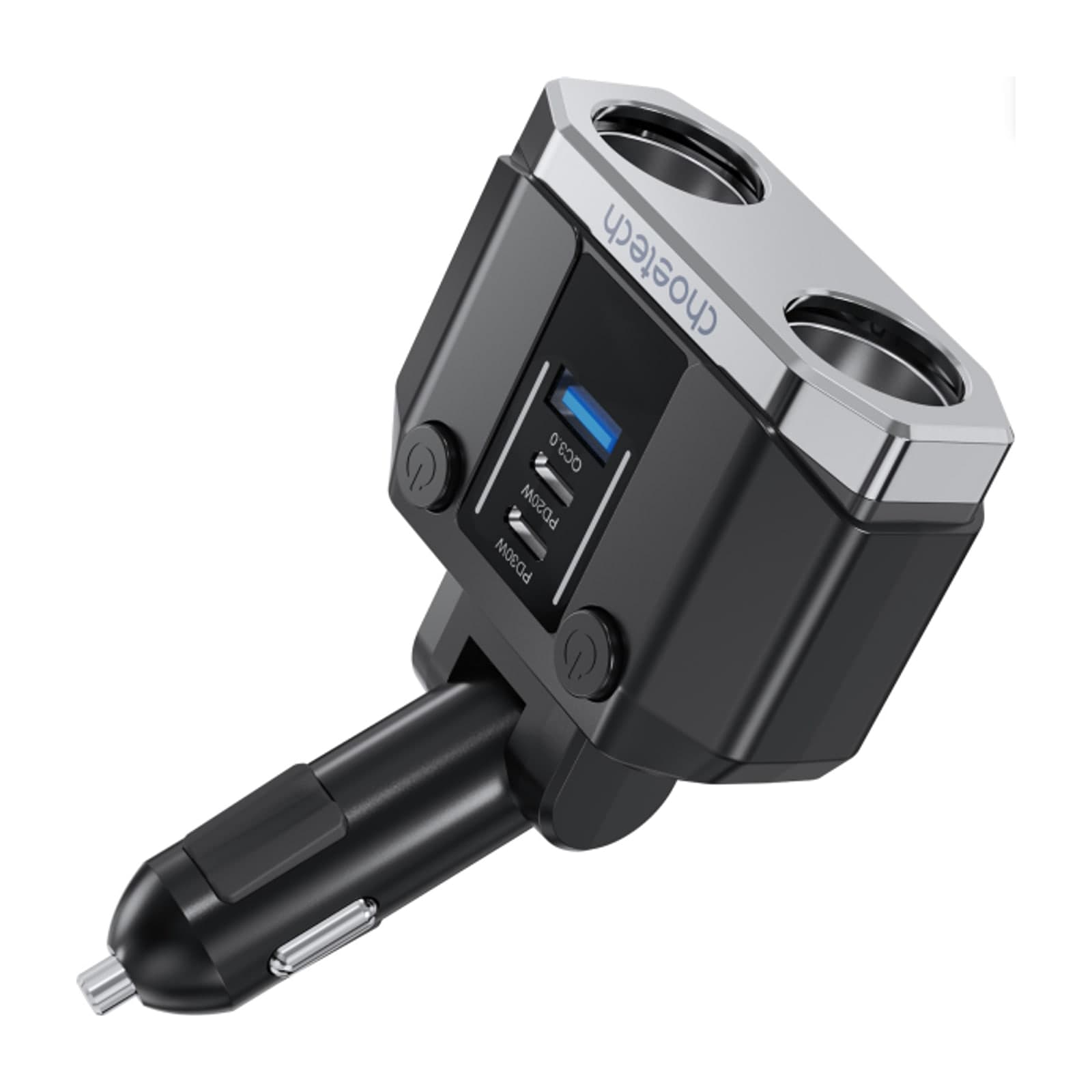 Choetech ZapDo TC0020 Car Charger with 2-Port Socket Splitter, Black