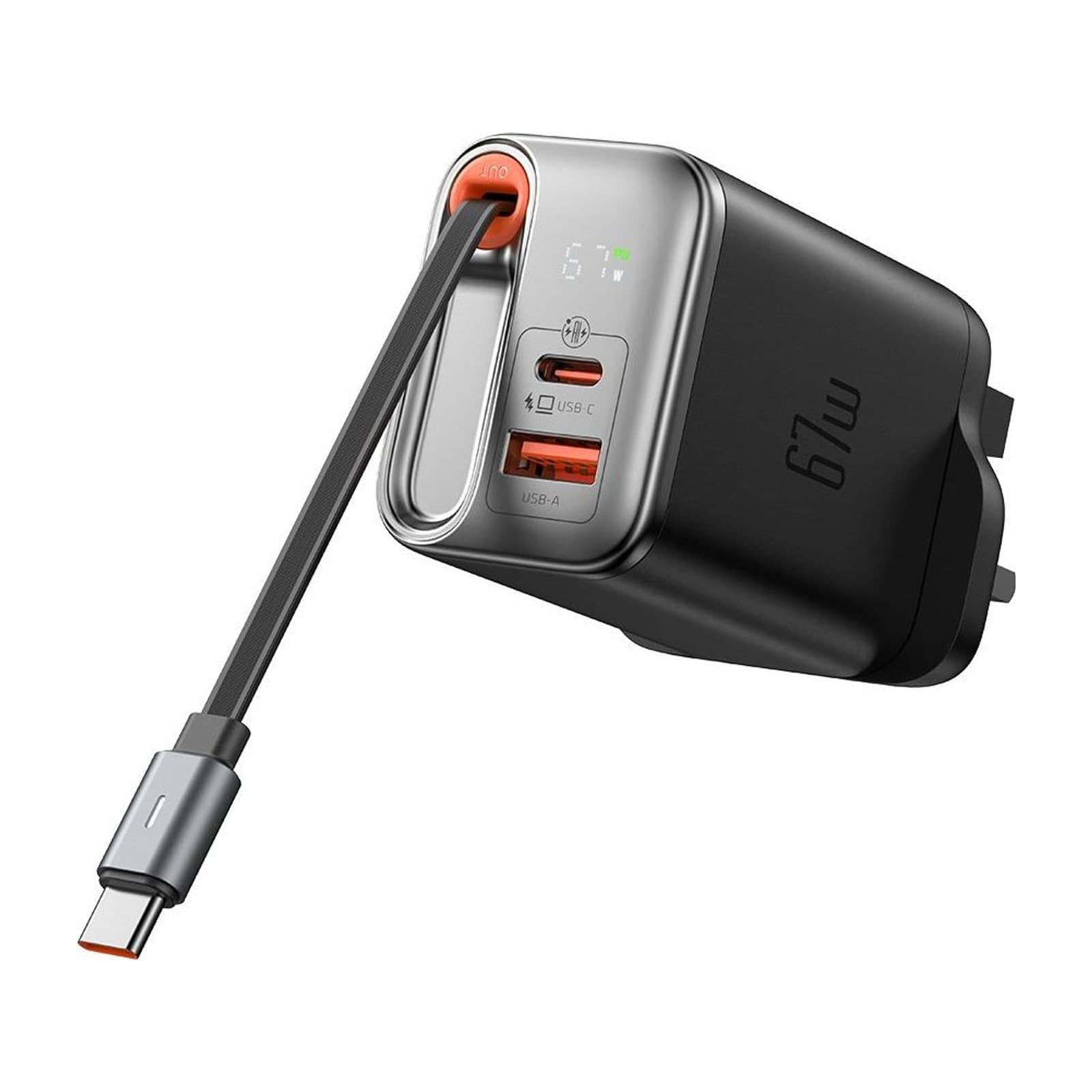 Mcdodo CH-409 FreeGo GaN Charger 67 W with Retractable USB-C Cable, UK Plug — alternate view