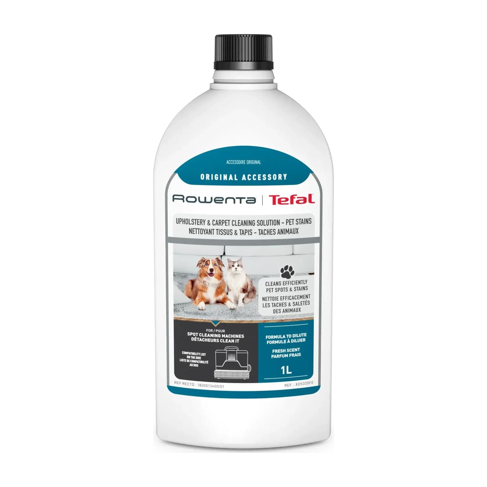 Tefal XD5320F0 upholstery and carpet cleaning solution for pet stains, 1 litre bottle